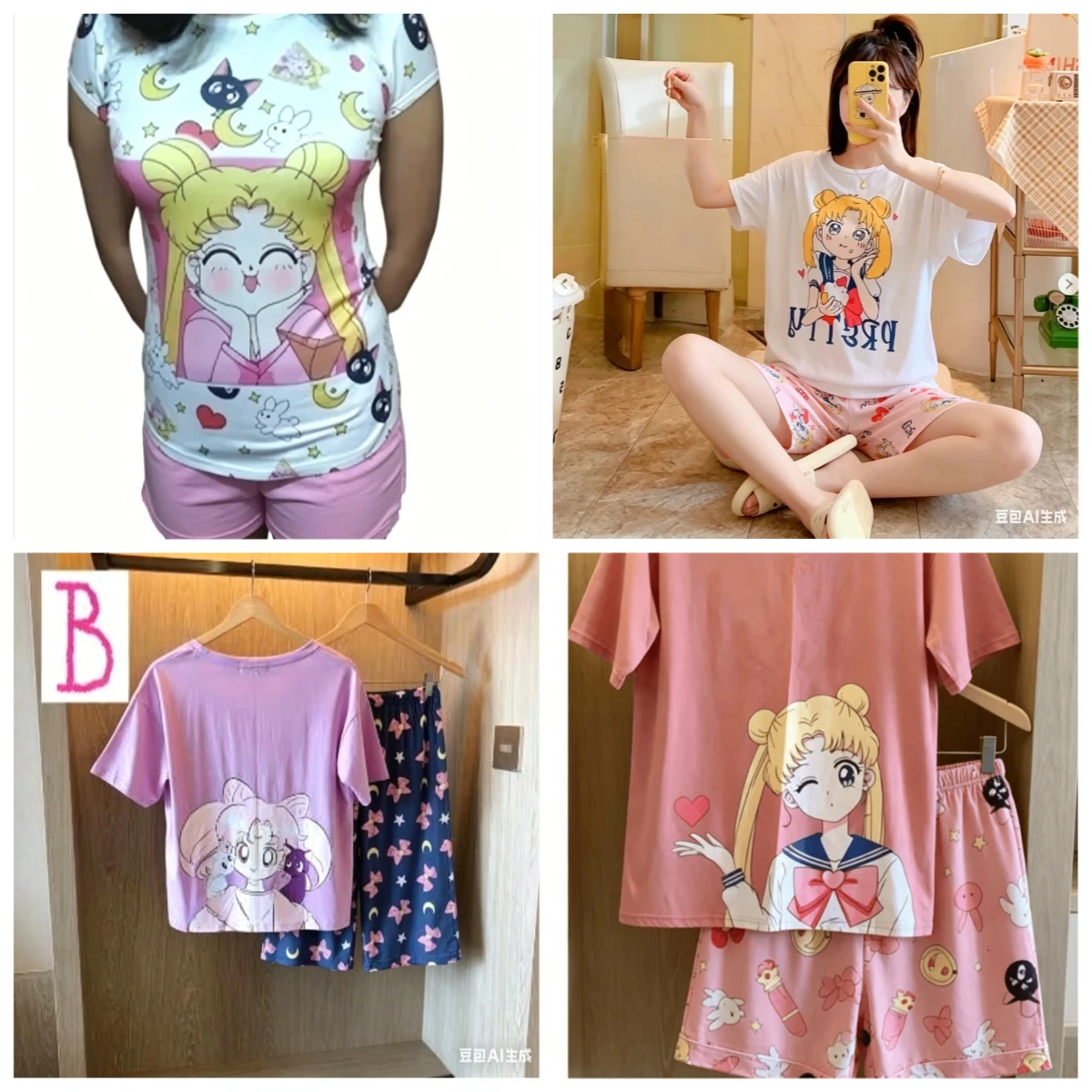 Sailor Moon Adult and Children's Short-sleeve and Shorts Set for Couples / Parent-child Set / Best Friends Casual Two-piece Set