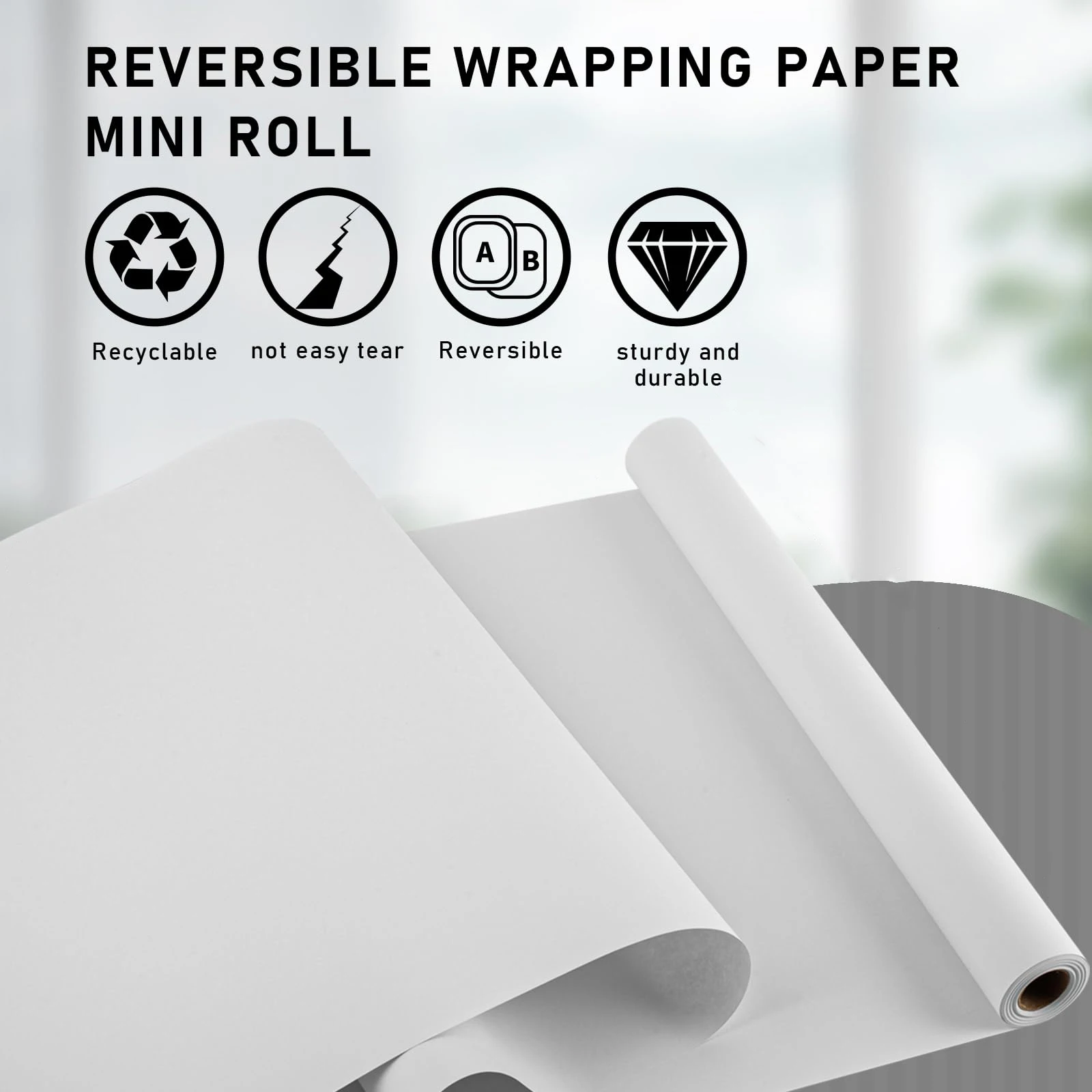 11.8inch x 9.8ft/16.4ft/32.8ft/49.2ft, White Kraft Paper ，Environmental Protection Kraft Wrapping Paper，Gift Packaging，Painting