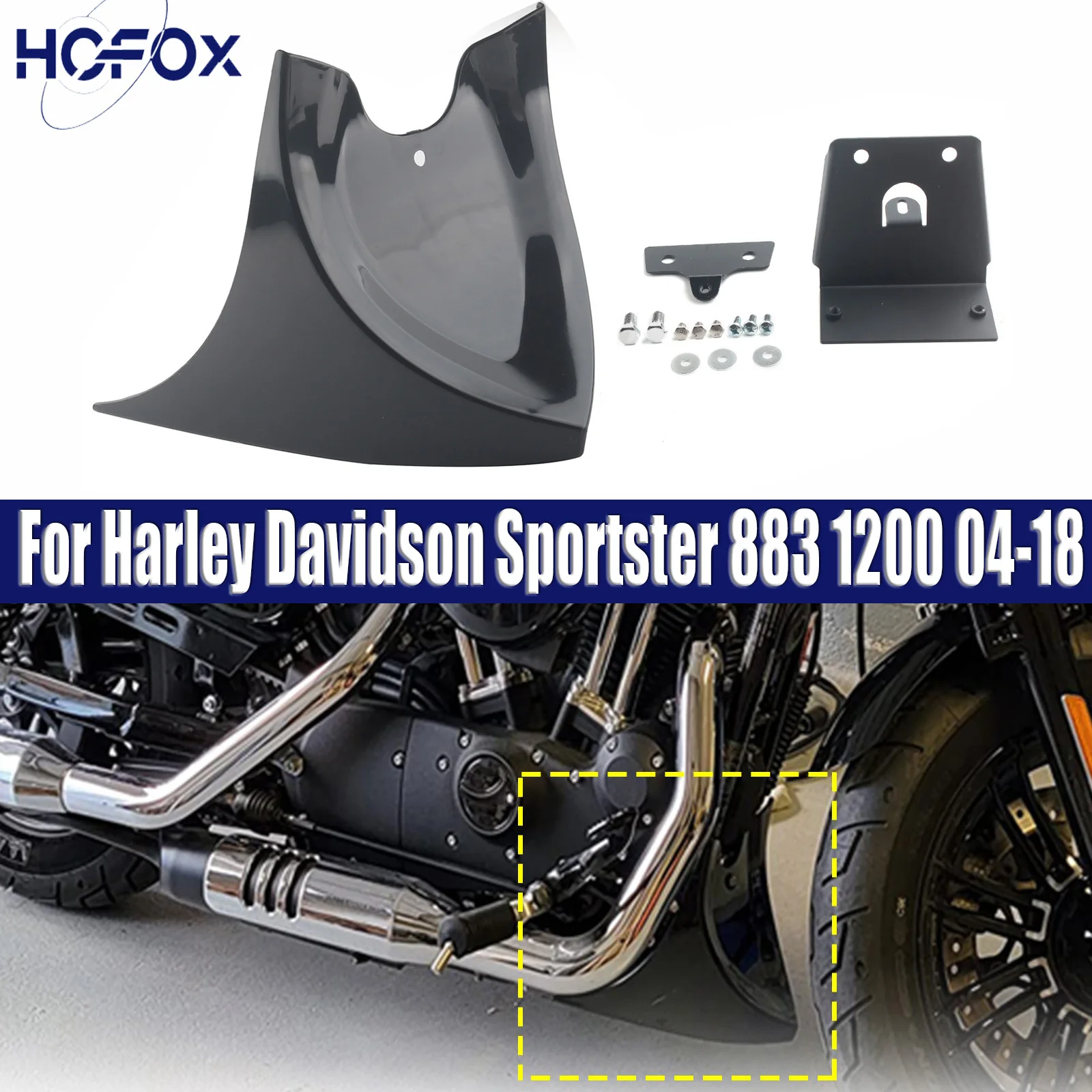 

Motorcycle Front Spoiler Black Lower Chin Fairing Universal For Harley Davidson Sportster 883 1200 2004-2018
