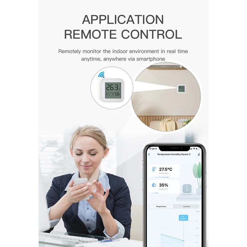 Tuya Zigbee Temperature Humidity Sensor With LCD Screen Smart APP Monitor Real-Time Remotely For Alexa/Google Homen01r