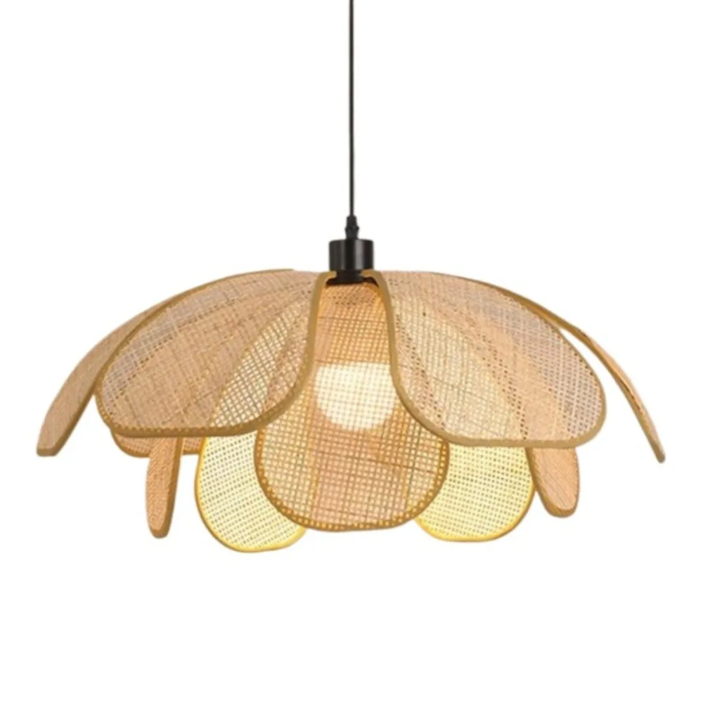 

Rattan Petal-Shaped Chandelier Creative Restaurant Pendant Light Japanese Weaving Homestay Room Bedroom Living Room Lamp E26/E27