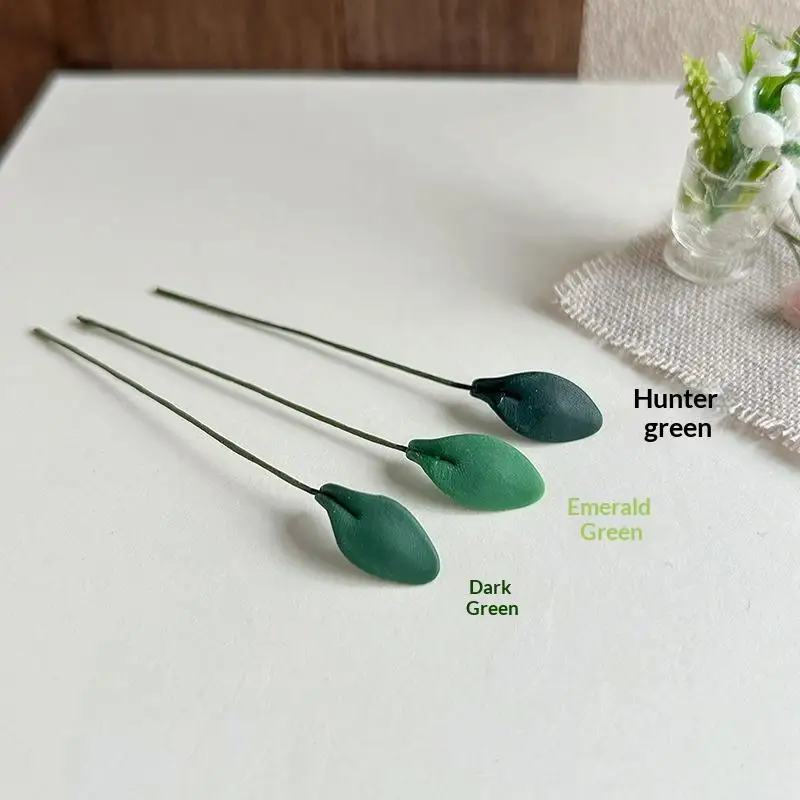 Modèle de plante miniature à feuille verte réaliste pour maison de poupée, feuille unique pour la décoration de micro-paysages DIY