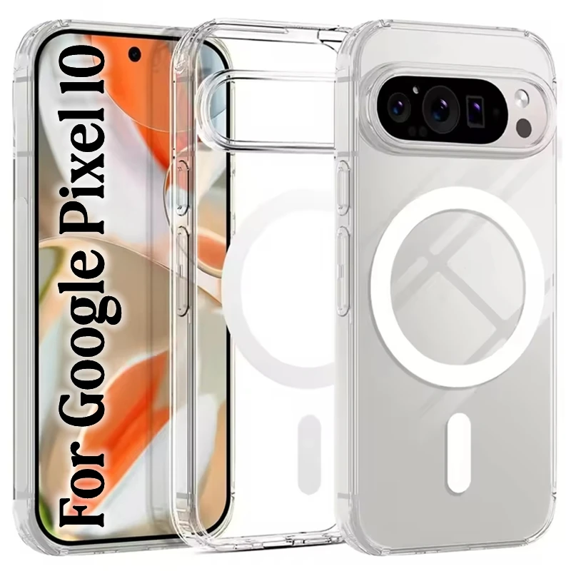 Google Pixel 10 Pro XL用マグネット式スマホケース 透明シェル 耐衝撃バックカバー Pixel 10Pro 10ProXL PCクリアバンパー