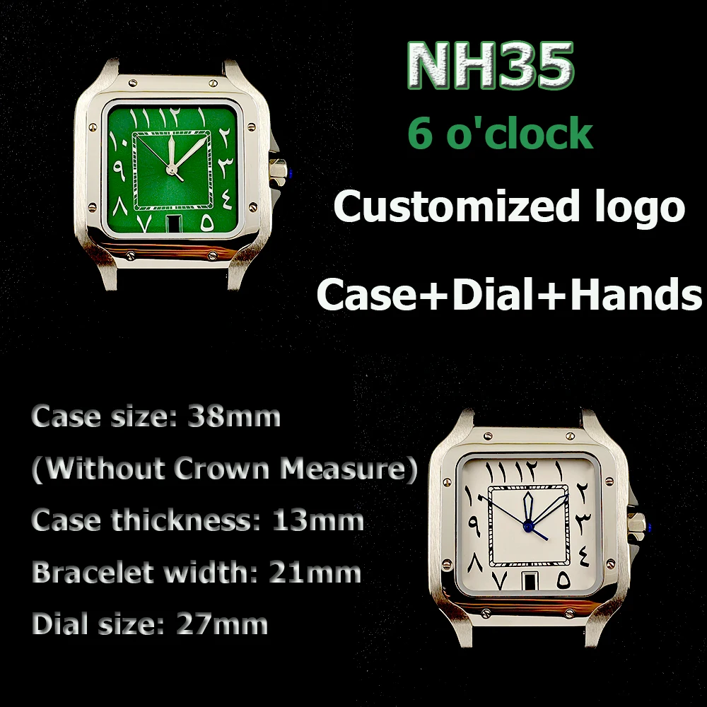 NH35 watch case men's watch stainless steel case custom logo dial with 6-point clock dial NH35 movement watch accessories