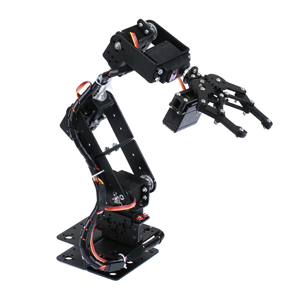 6-DOF Robotic Arm Multi-DOF Robot Servo Grasping Maker Education DIY Kit + Servo + 25T Servo Metal Steering Wheel with Screws