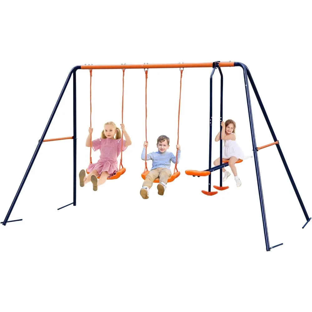 Outdoor Swing Sets for Backyard, 440lbs Load Capacity Swing Stand  , Heavy Duty A-Frame Metal Outdoor Swing Set for Kids