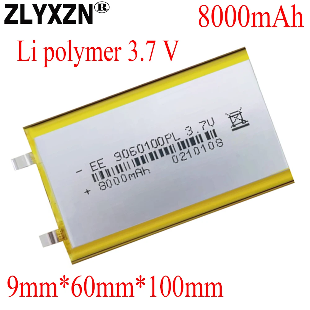 1-10PCS lithium ion polymer 3.7V 8000mAH 9060100 Li Polymer Li batteries for tablet pc BANK GPS mp3 mp4 speakers battery