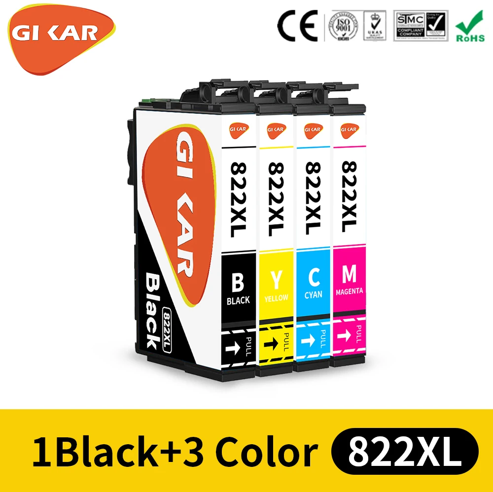 Gikar Epson ตลับหมึก822XL สำหรับ Epson 822 822 XL ตลับหมึกสำหรับ Epson WF-3820 WF-4820 WF-4834 WF-4830