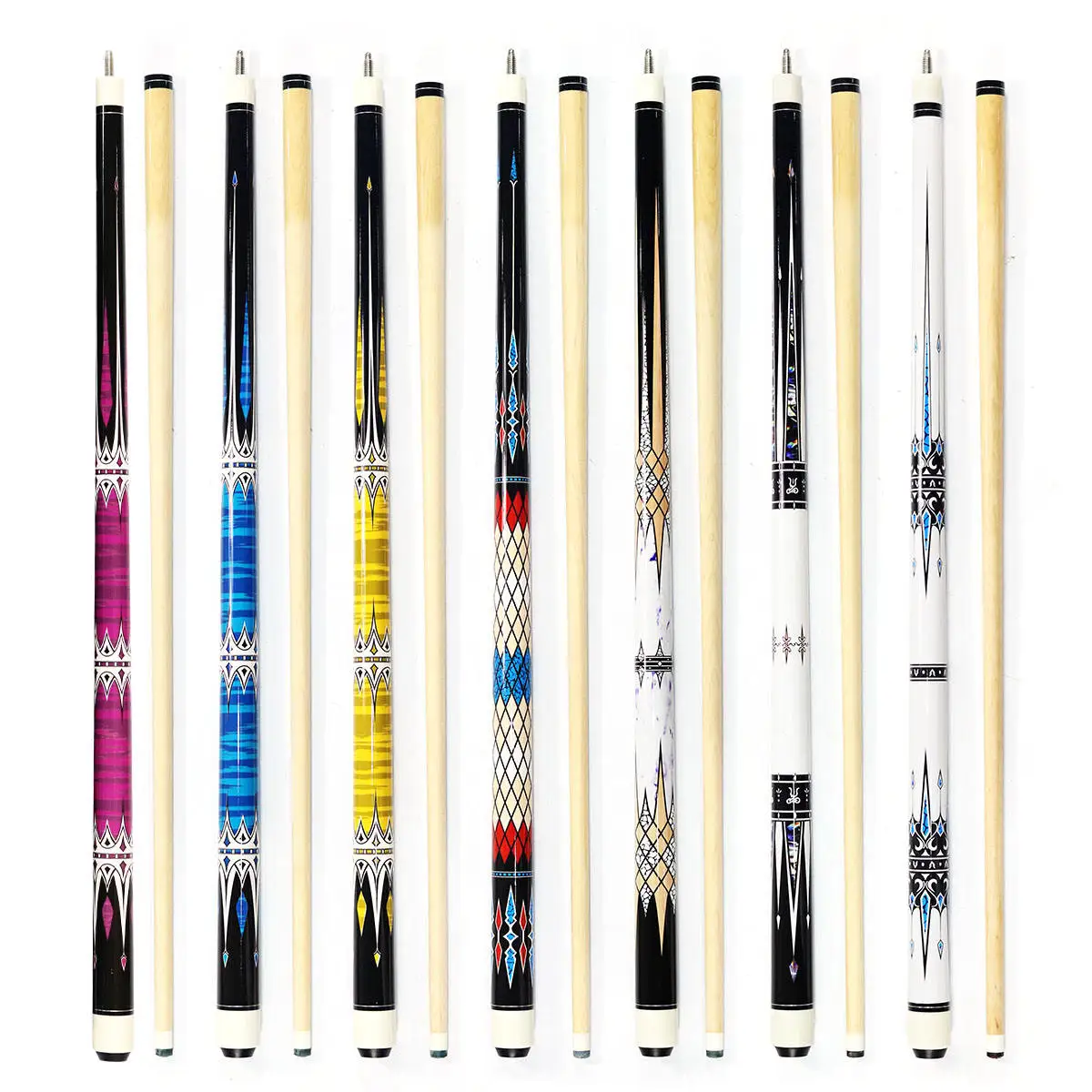 High Quality Maple Wood 2pc 57 Inch 13mm Tip Billiard Pool Cue Stick