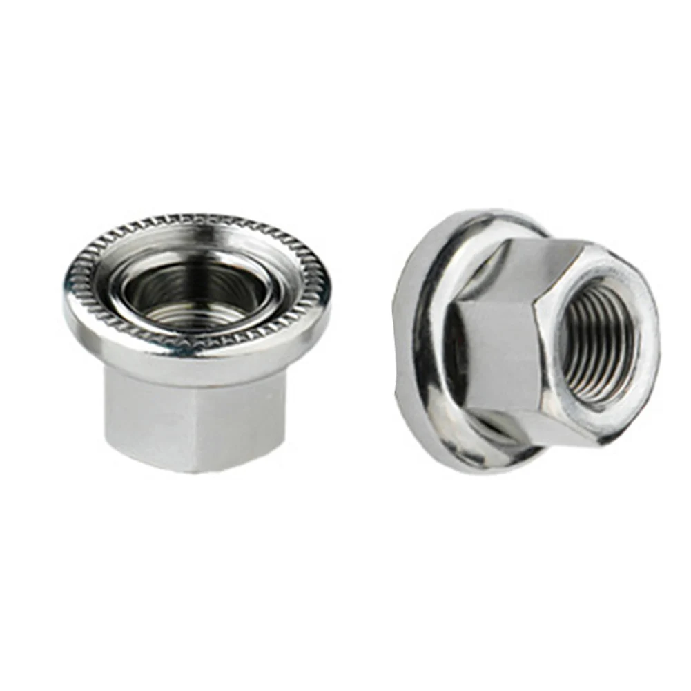 M10 Track Wheel Nuts New Silver Steel Track Wheel Wheels Hub Anti-skid Axle Bicycles Bike Integrated Washer 2pcs