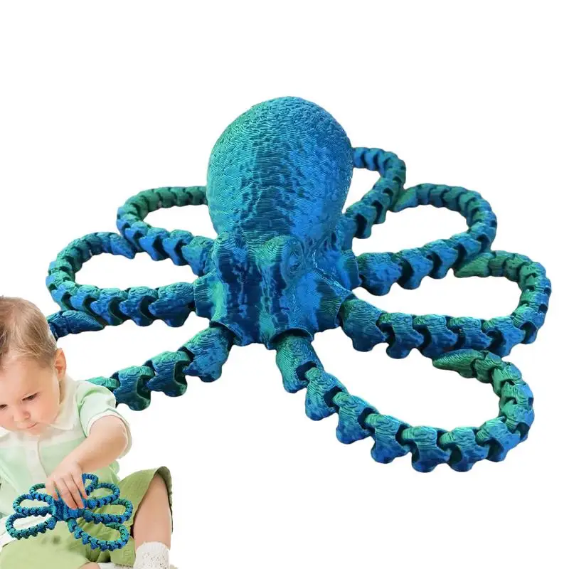 Flexi Octopus 3D Printed Octopus Ornament Toy Posable Figurine Sensory Articulated Fidget Figure For Living Room Study Room