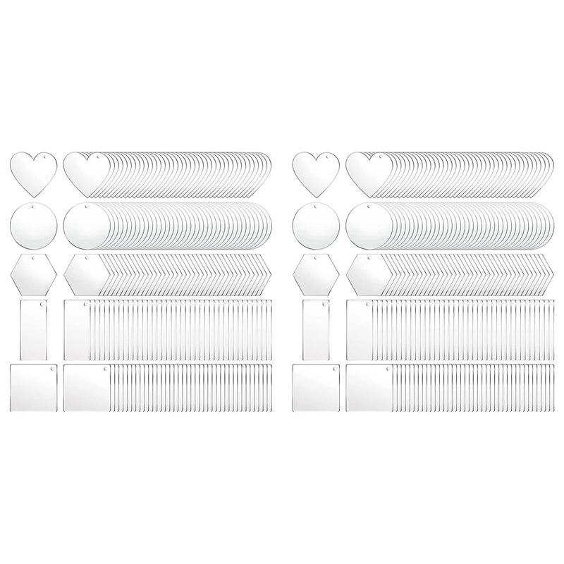 400 Pieces Acrylic Keychain Blanks Blank Acrylic Clear Keychain Pendants For DIY Craft Projects