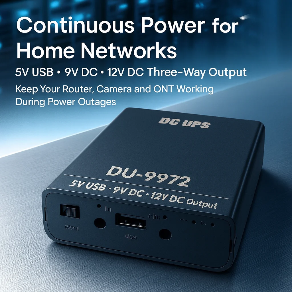 Winter Network UPS Box for Modem Router CCTV | 3-Way Output 12V 9V USB5V | Stable DC Backup for Outages | Battery Not Included
