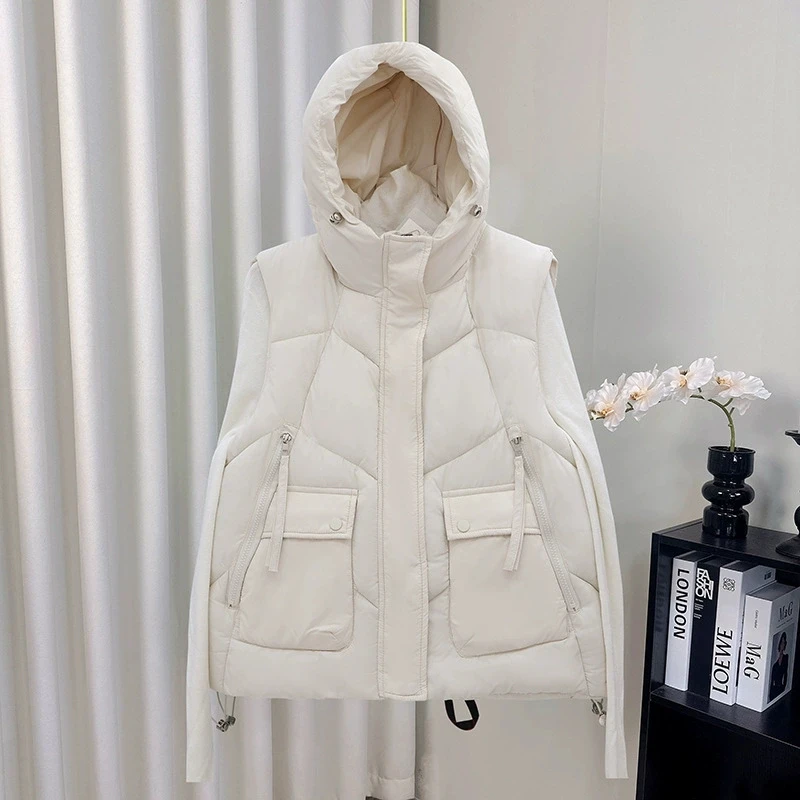 

Down Cotton Vest Coat Women 2025 Autumn Winter New Fashion Outerwear Short Waistcoat Vests Coats Female Sleeveless Jacket Tops