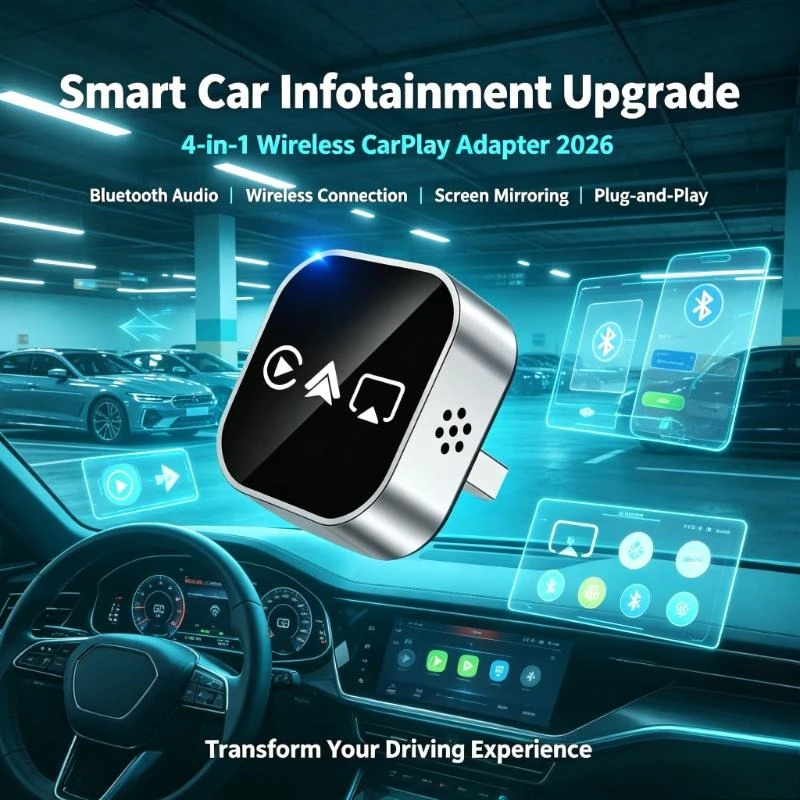 4IN1 Wireless CarPlay Adapter Easy Handling 2026 New Android Apple Mirror Link Auto Link Car Entertainment Gadget