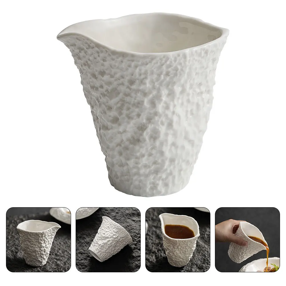 

200ml Stone Design Ceramic Gravy Pitcher Practical Multiuse Sauce Container for Dining Cafe Ceramic Gravy Boat