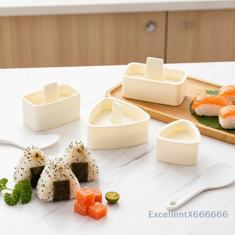 Non-Stick Triangular Sushi Mold 5Pcs Easy Release DIY Rice Mold Kit for Home Cooking Bento Picnic