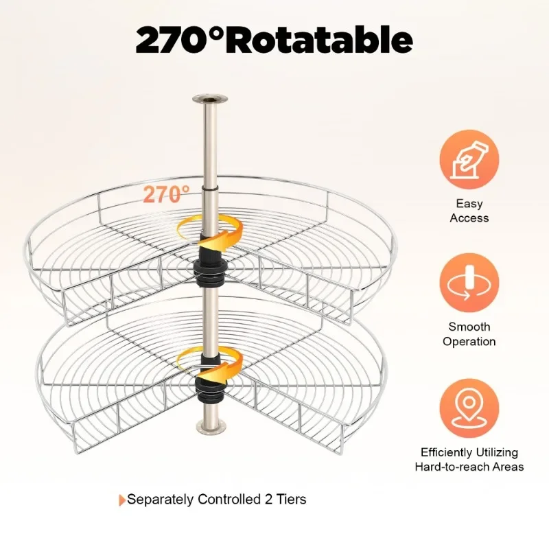 Carousel Kitchen Cabinet 270° Swivel Basket Corner Cabinet Swivel Fitting Corner Cabinet Swivel Base Kitchen Adjustable Swivel