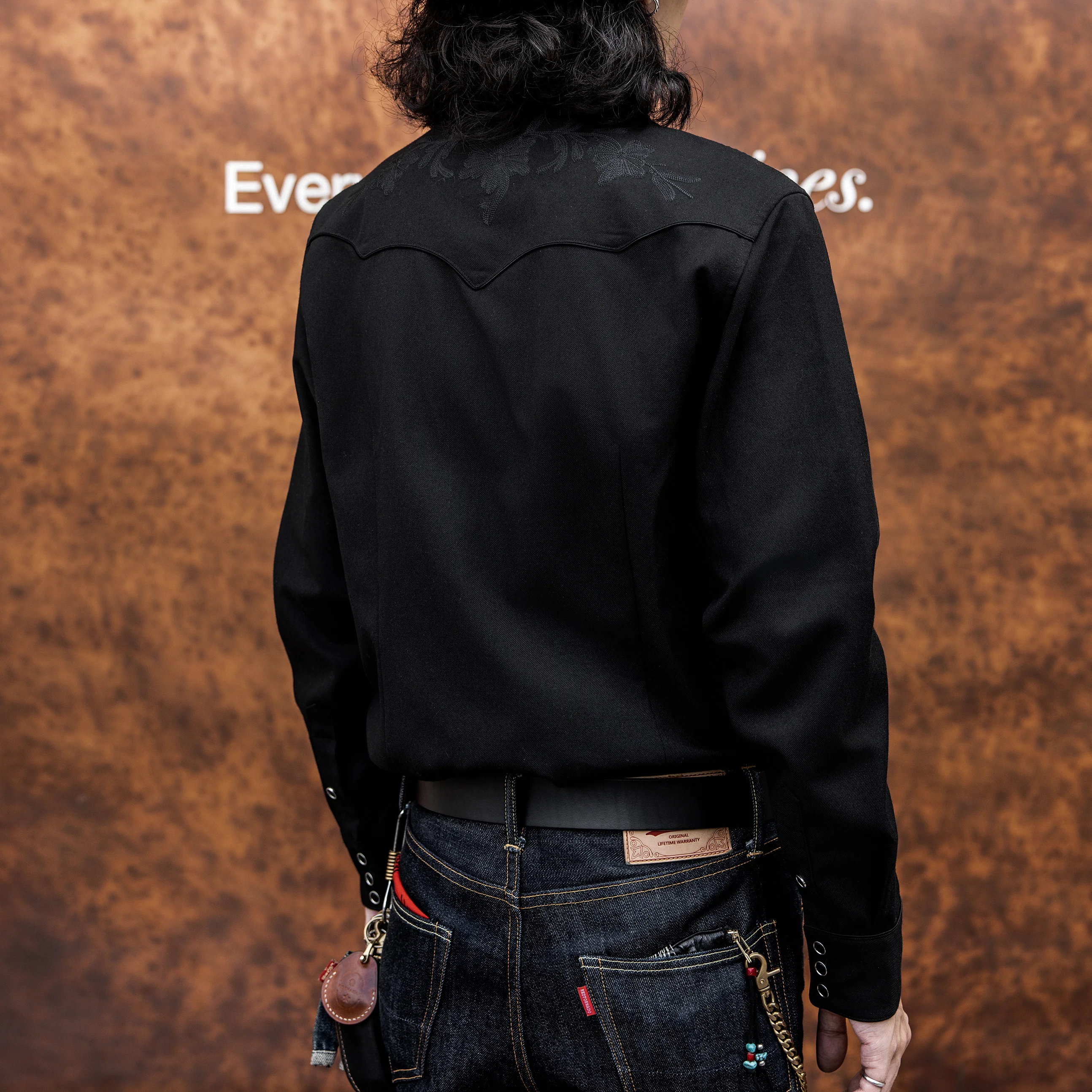 ST-0081 Big US Size Genuine Quality 300GSM Vintage Looking Loose Fitting Mans 20% Wool Embroidery Shirt