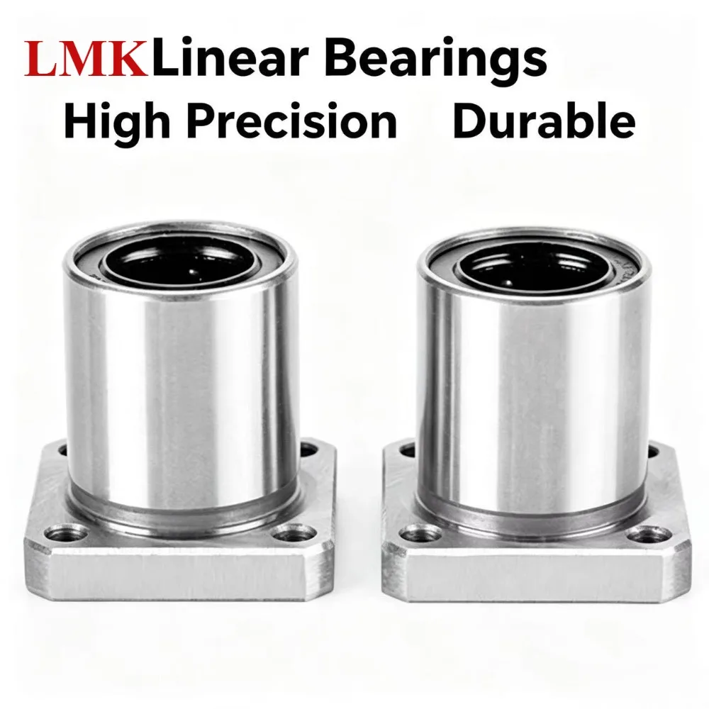 2PCS Square Flange Linear Motion Bushing LMK Ball Bearing LMK6UU LMK8UU LMK10UU LMK12LUU  Bearing Steel For 3d Printer Part CNC