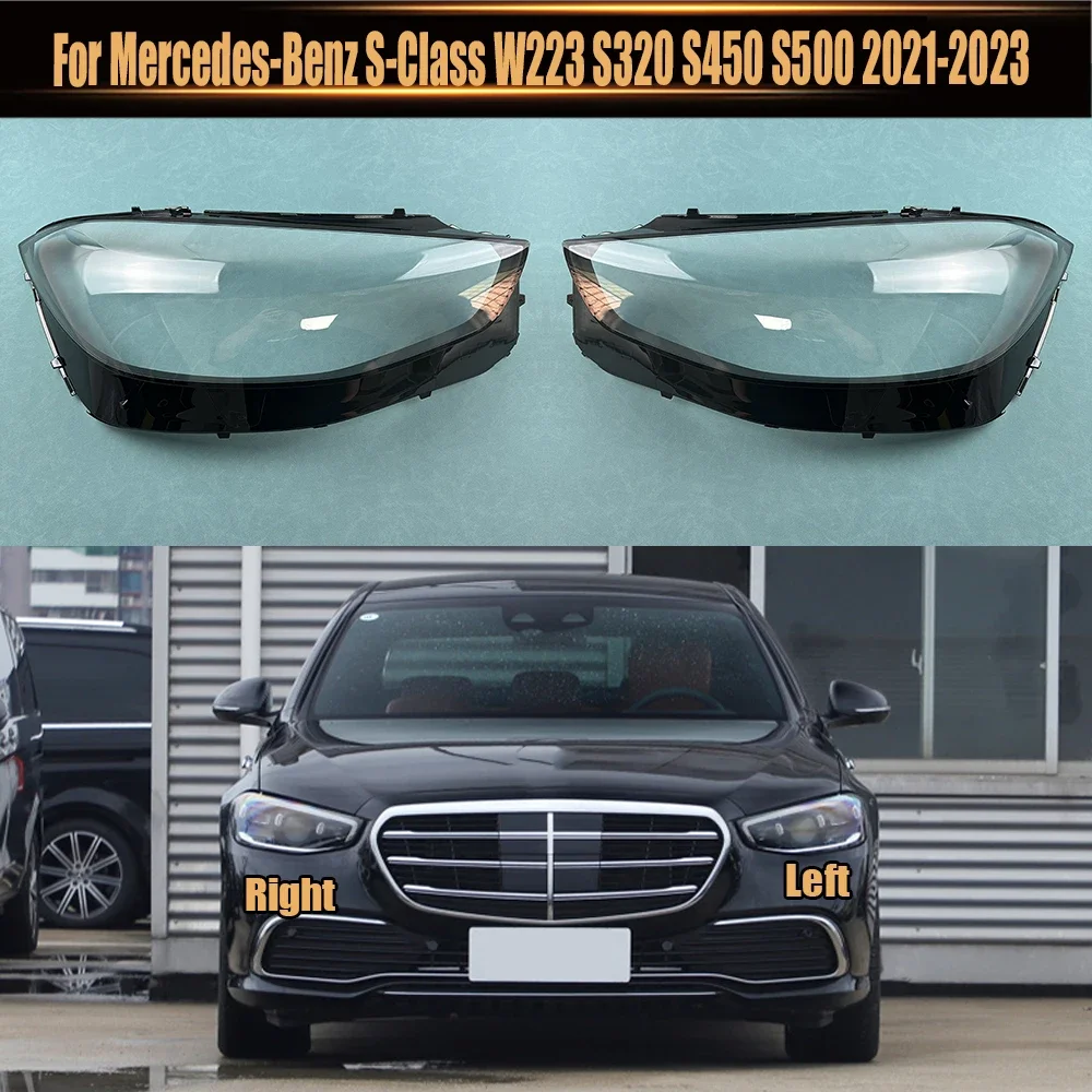 

For Mercedes-Benz S-Class W223 S320 S450 S500 2021 2022 2023 Headlight Transparent Cover Lampshade Headlamp Shell Plexiglass