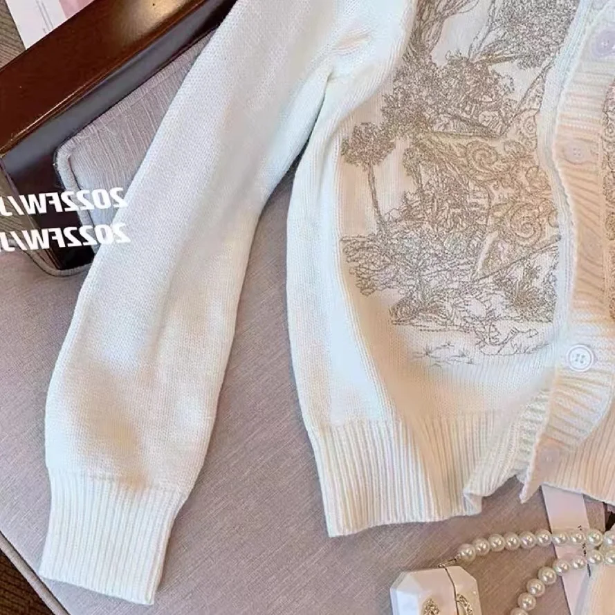 女性用刺embroidery付きショートニットカーディガン,長袖セーター,暖かいカシミアコート,韓国スタイル,日本、秋と冬