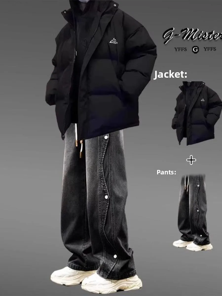 

Зимняя утепленная повседневная куртка-пуховик свободного кроя для мужчин, корейская версия 2025 года, новая модель, повседневная одежда