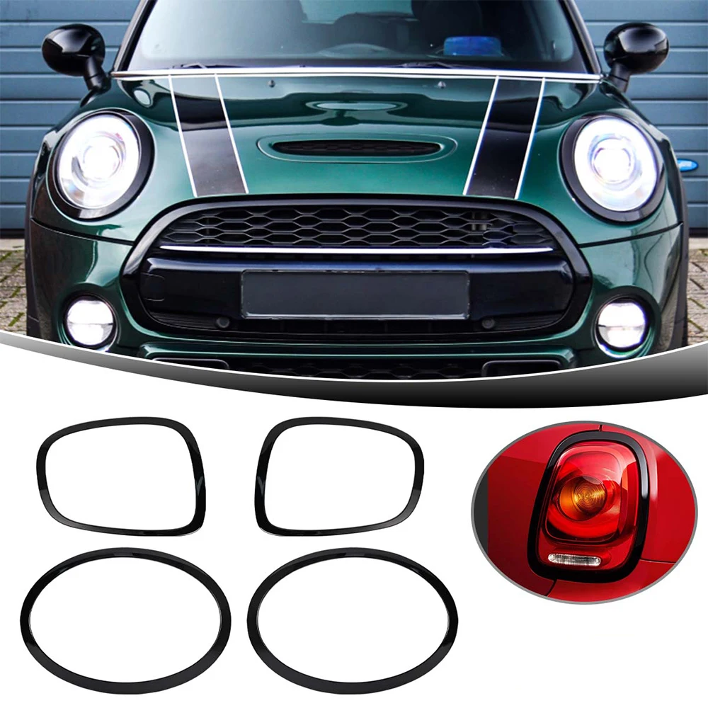 

1 пара накладок на передние и задние фары, кольца, глянцевый черный цвет для MINI Cooper S Hardtop Hatchback F55 F56 F57 2014-2021
