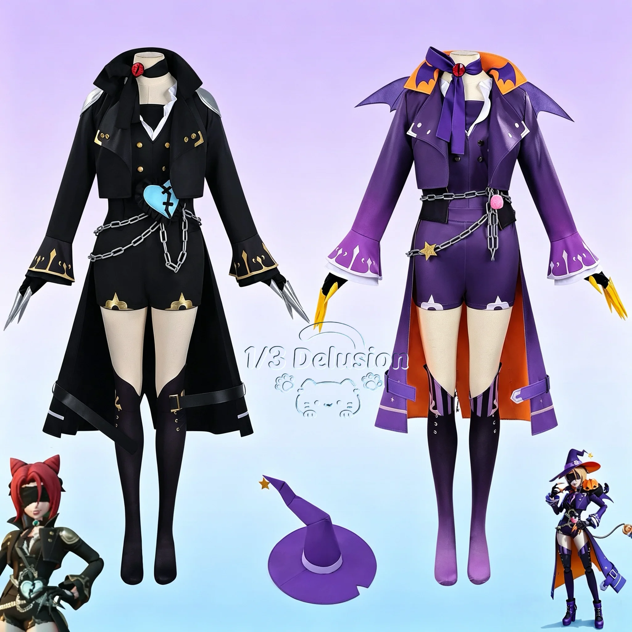 

Egg Party Mute Girl & Shadow Claw Vantia Cat Girl Cosplay Costume Adult Outfit Halloween Carnival Party Suit 1/3 Delusion