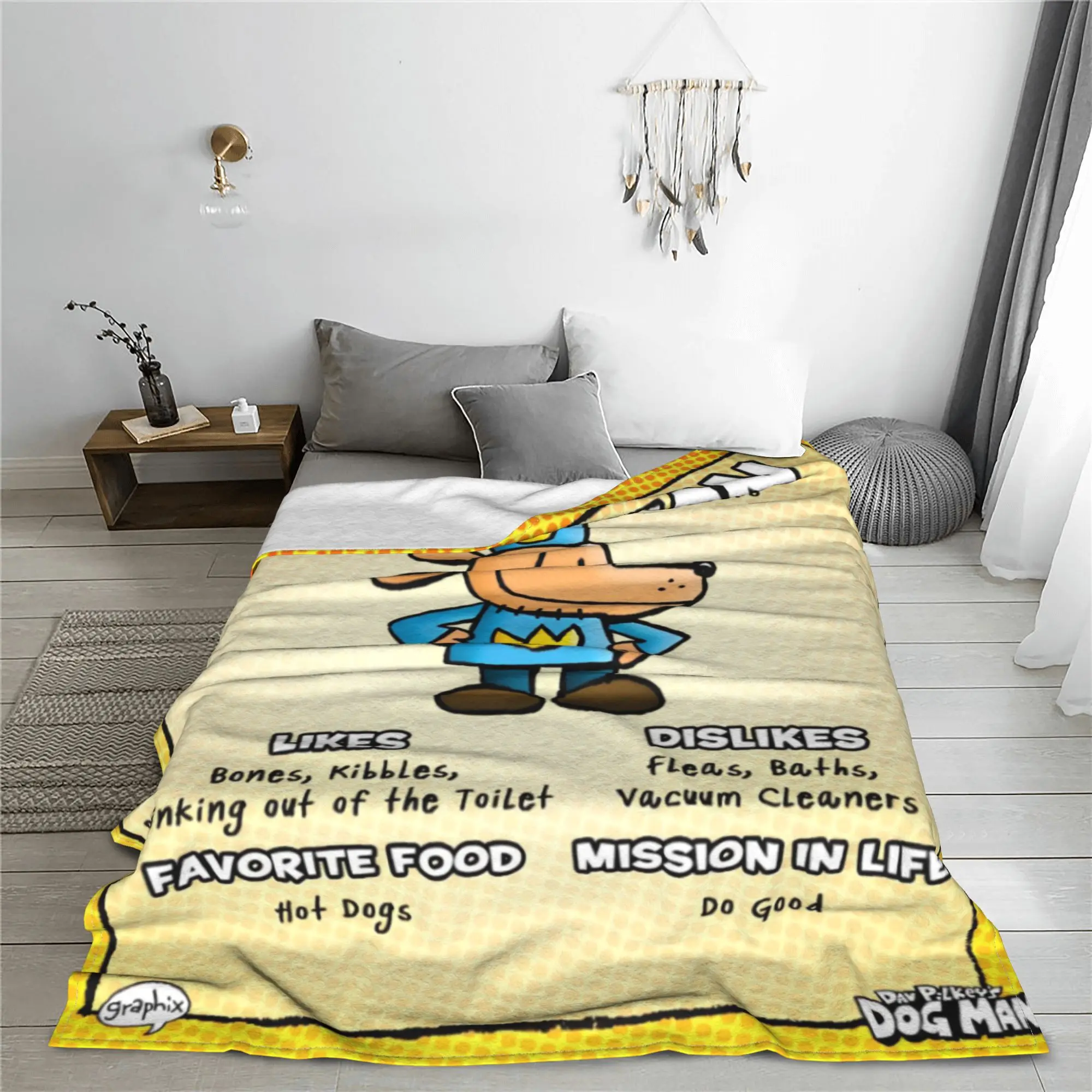 Dogman Cool Manga Comic Blanket Fleece Textile Decor Self-introduction Multi-function Ultra-Soft Throw Blankets Plush Thin Quilt