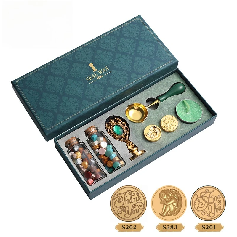 Creative Retro Fire Lacquer Seal Full Set Envelope Sealing Wax Fire Lacquer Wax Grain Gift Seal Wax Grain Set