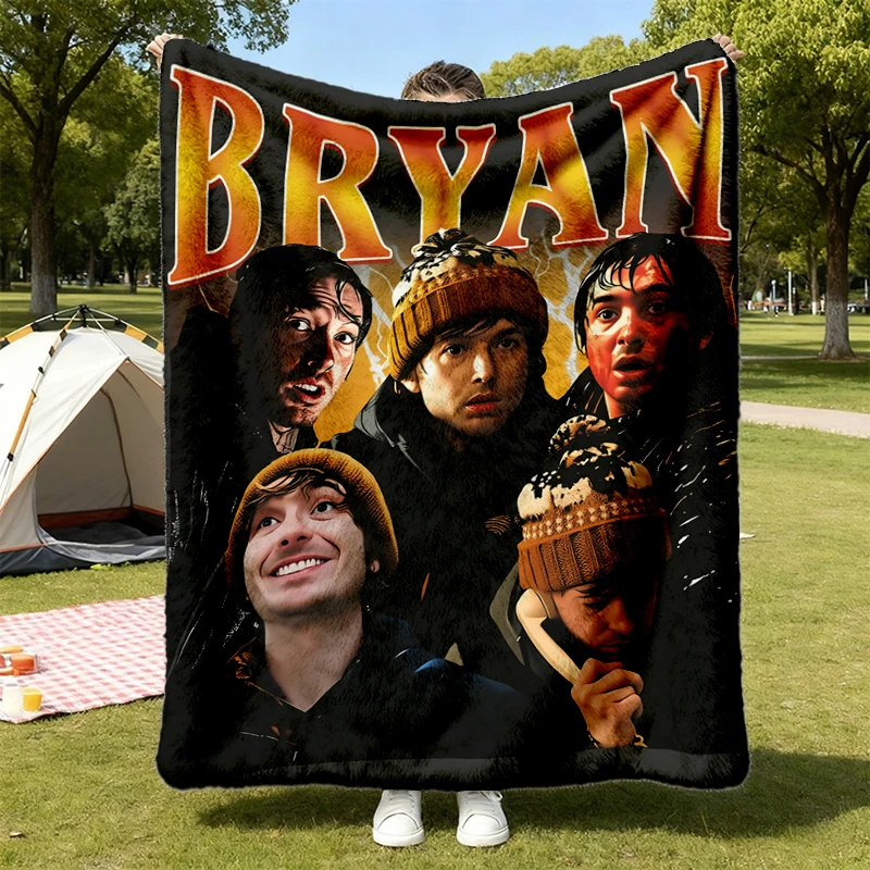 Bryan RE Flannel Blanket, Austin Abrams Funny Flannel Throw, RE Film Series Merch Cozy Blanket