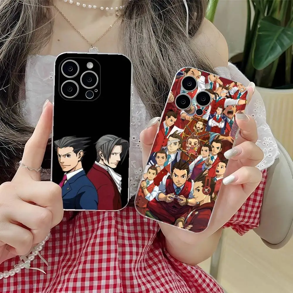 

Ace Game A-Attorney Phone Case For iPhone 16,15,14,13,12,11 Plus,Pro,Max,XR,XS,Plus,E,SE4,Mini Transparent Soft Cover