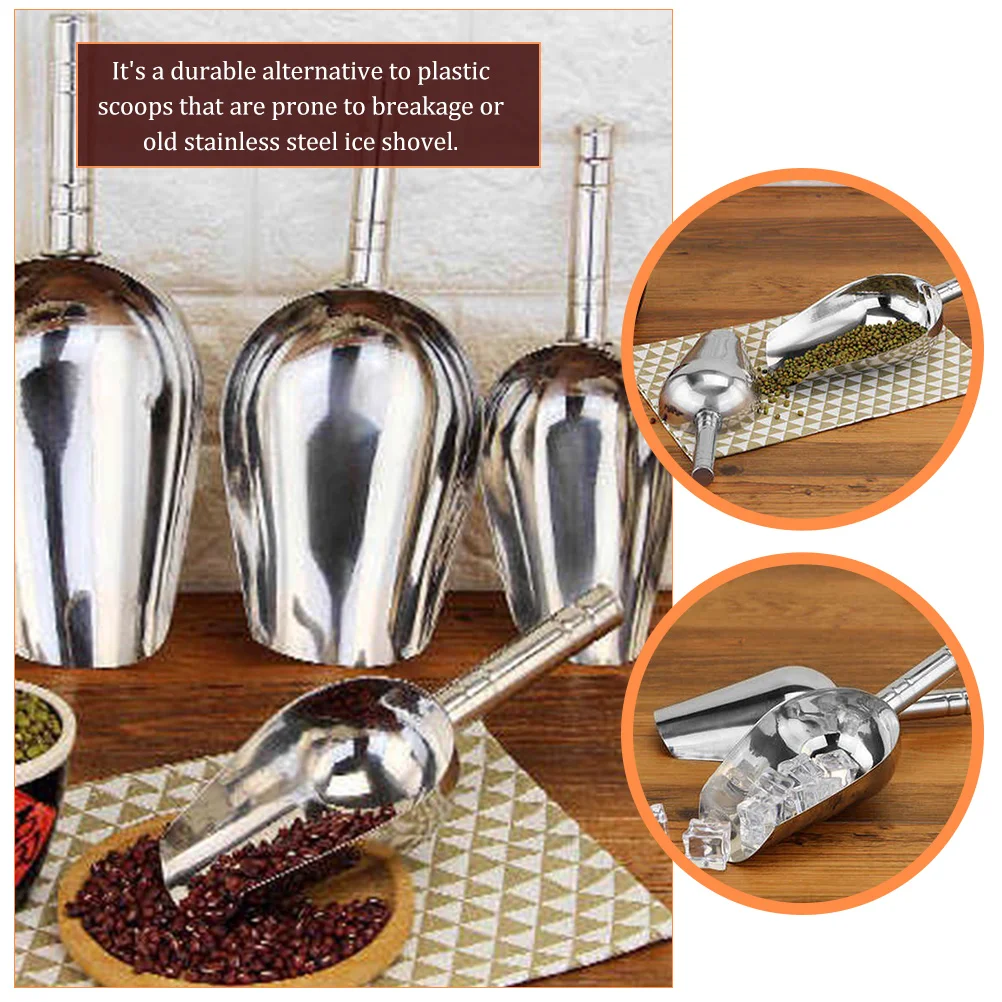 

Ice Cube Scoop 12 Inch Stainless Steel Shovel Kitchen Bar Restaurant Ergonomic H Grain Flour Food Tongs Serving Tool Ice