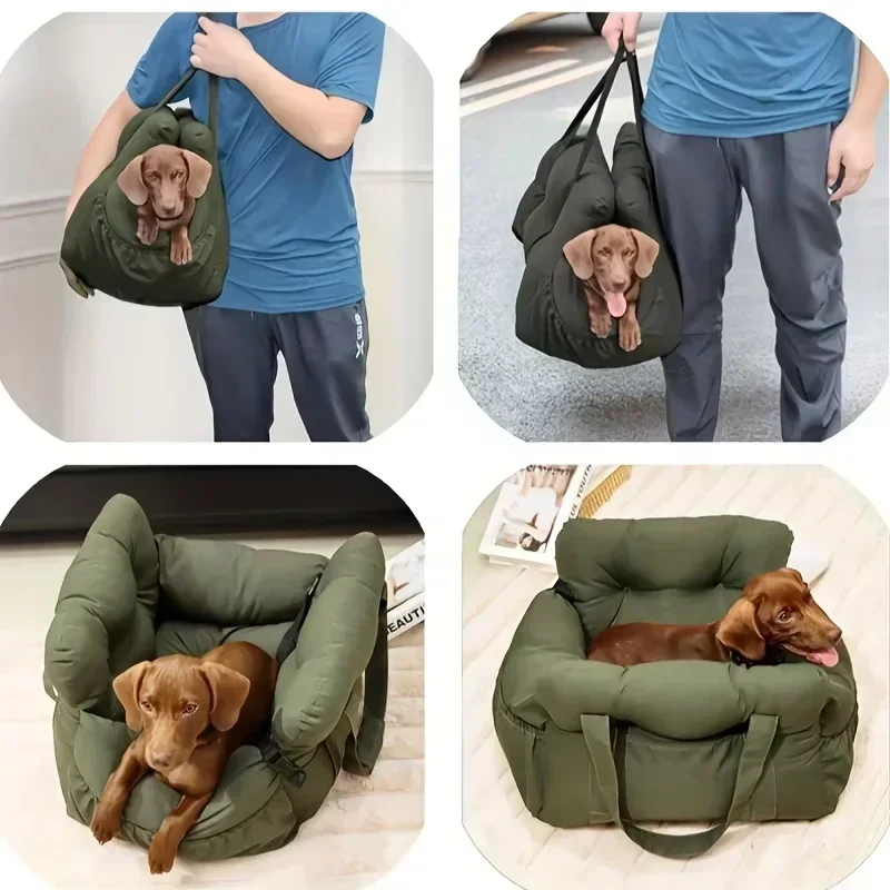 

Washable Non-Slip Pet Car Seat for Small Dogs Home Travel Bed with Safety Belt Secure Straps