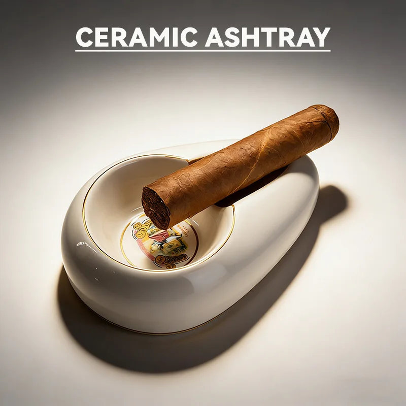 

Ceramic Cigar Ashtray, Large-capacity Household Ashtray, Beautiful Cigar Ashtray Holder Ceramic Cigarette Gift Box Set