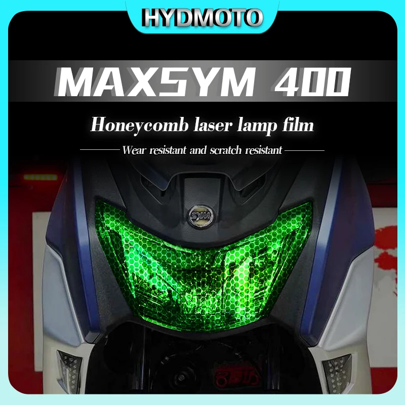 For SYM MAXSYM400 transparent protective film TPU smoked black honeycomb laser lamp film waterproof modification car accessories