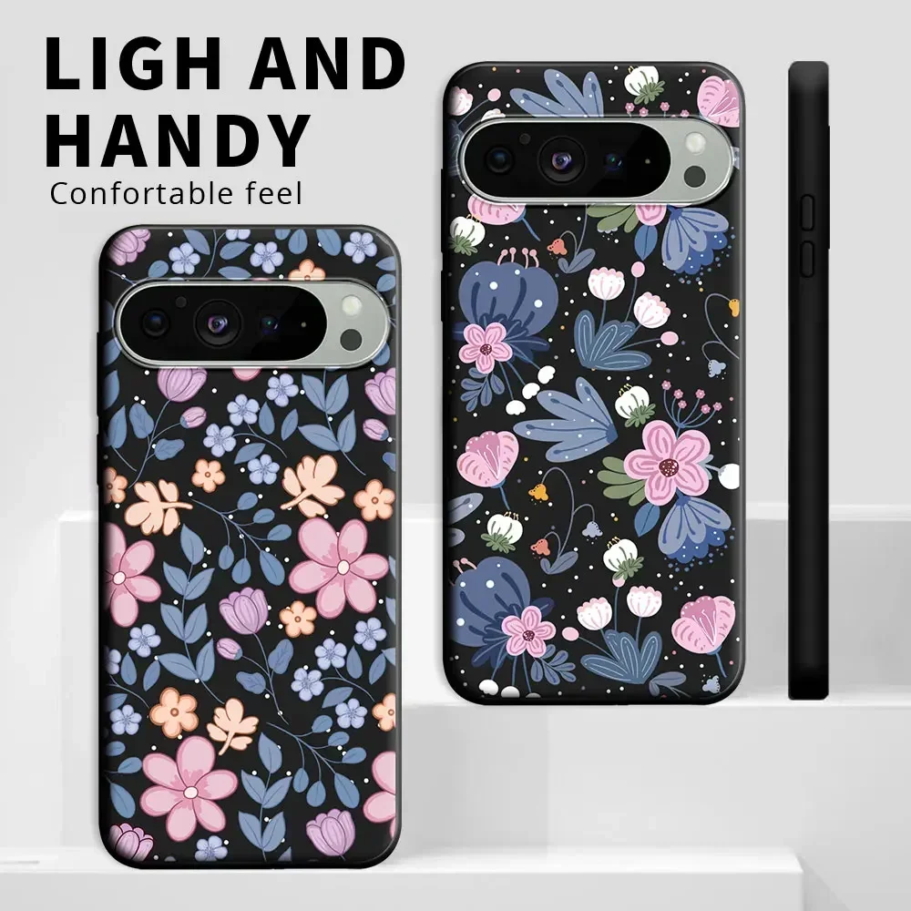 For Google Pixel 9 9Pro Case Cat Shockproof Silicone Soft Phone Case For Google Pixel 9 Pro XL Flower Back Cover Fundas Conque