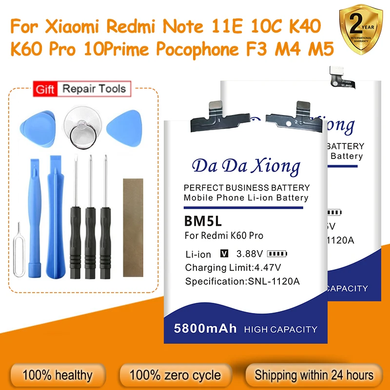 BP4E BBP4G BN5F BM5M BM5L New Battery For Xiaomi Redmi Note 2S 11E 10C 13 K40 K60 Pro Ultra 10Prime Pocophone F3 M4 M5 CiVi 2