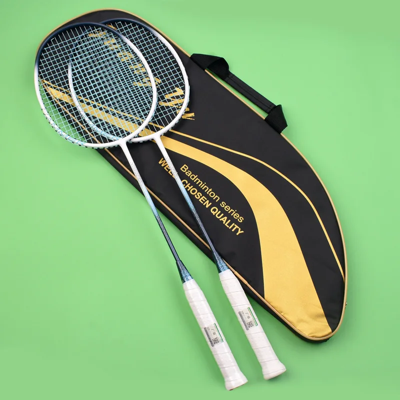 Jogo Badminton Raquete com Fibra De Carbono, Treinamento Durável, Conjunto de Lazer, Artigos Esportivos, Alta Qualidade, 4U, 2Pcs