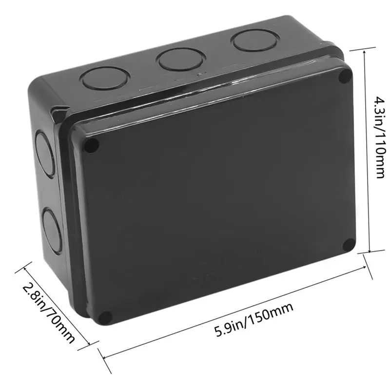 T21C 2X Electrical Box, Outdoor Waterproof Box IP65 Junction Box With Reserved Holes,Project Box Power Cord Enclosure Black