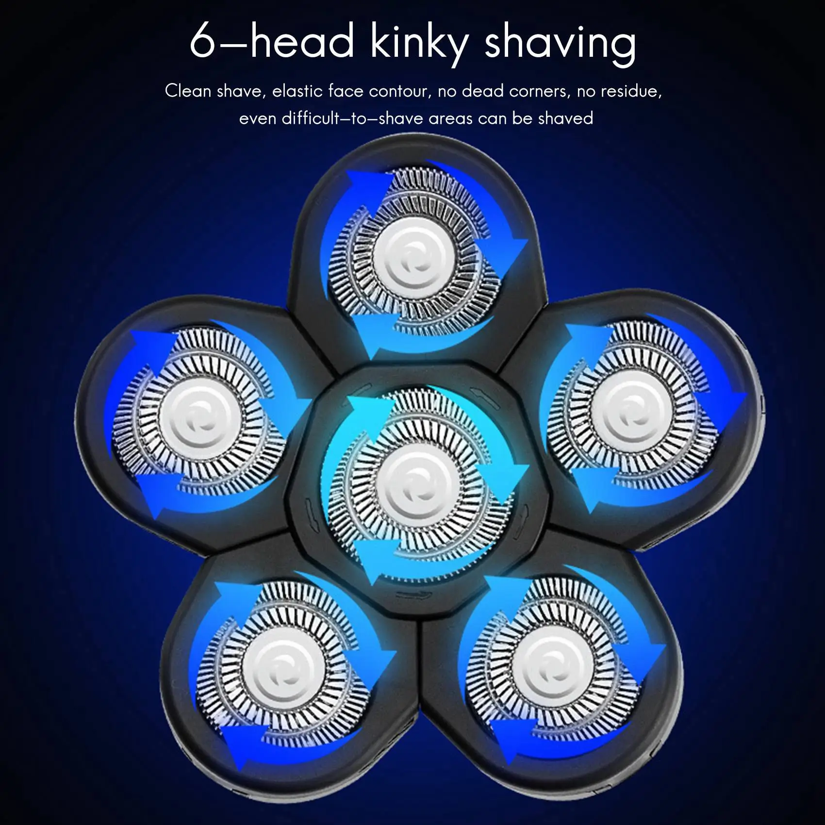 Hot Sale-4X الرجال ماكينة حلاقة كهربائية رؤساء شفرة حلاقة كهربائية استبدال رئيس 6 شفرات رئيس ماكينة حلاقة استبدال أصلع الأسود #5