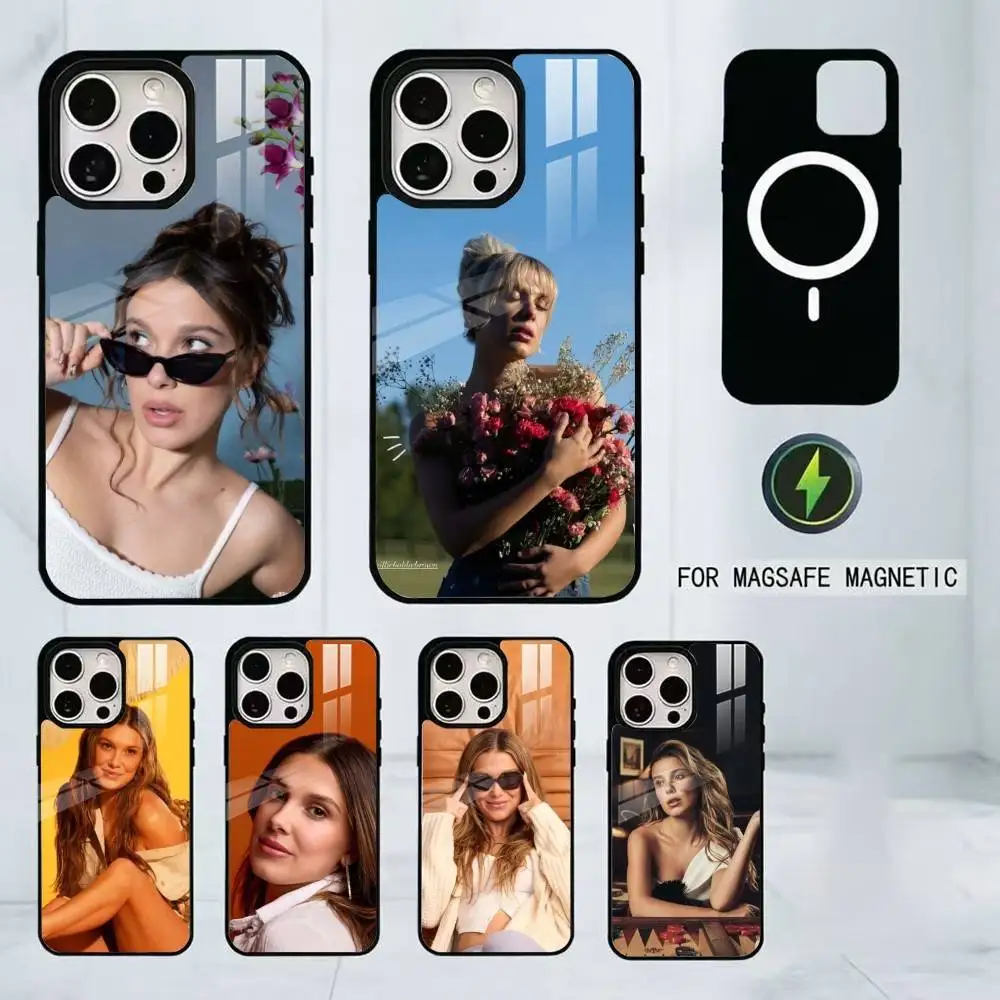 

Millie Bobby Brown Phone Case For iPhone17,16,15,14,13,12,11 Plus,Pro Magnetic with Magsafe Wireless Charging