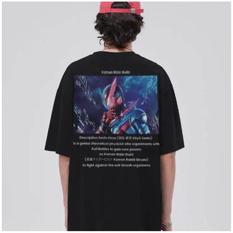 Kamen Knight Shirt Retro Style Japanese Special Photo Unisex Pattern T-shirt Masked Knight Poster Pattern T-shirt Y2k Streetwear