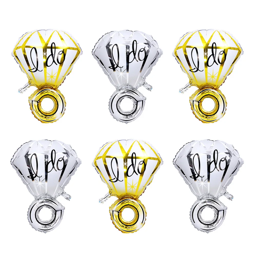 

6 Pieces I Do Diamond Ring Balloons Large Aluminum Foil for Wedding Anniversary Bridal Shower Party Decorations