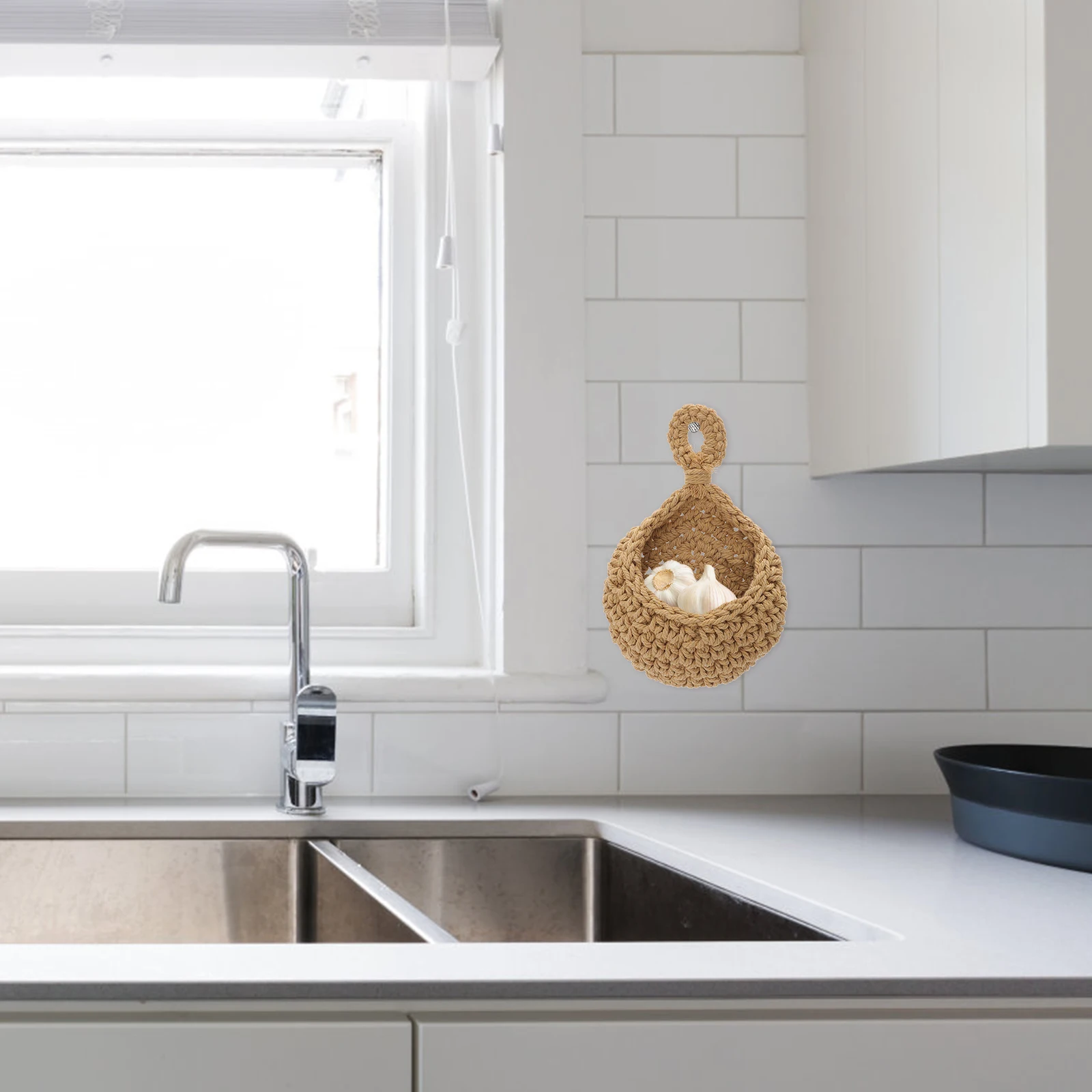 

Fruit Vegetable Basket Hanging Woven Rope Wall Storage Basket Kitchen Space Saving Fruit Hammock Vegetable Hammock