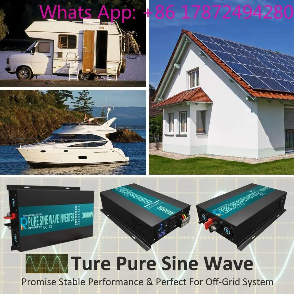 Pure Sine Wave Inverter 3000W Solar Power Converter 12V-48V to 110V-240V