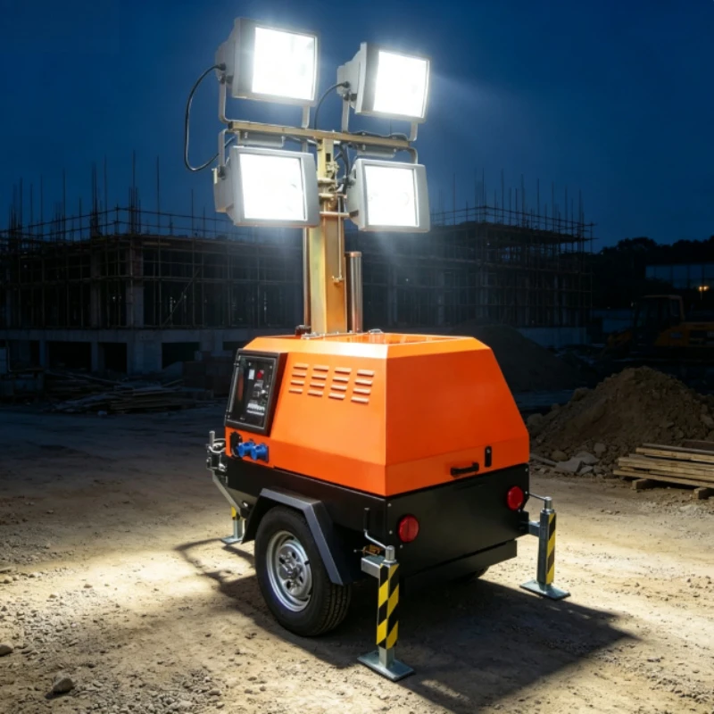 Mobile Lighting Tower Long Runtime 5/7/9m Telescopic Mast Wheeled Base For Off Road Emergency Rescue Operations