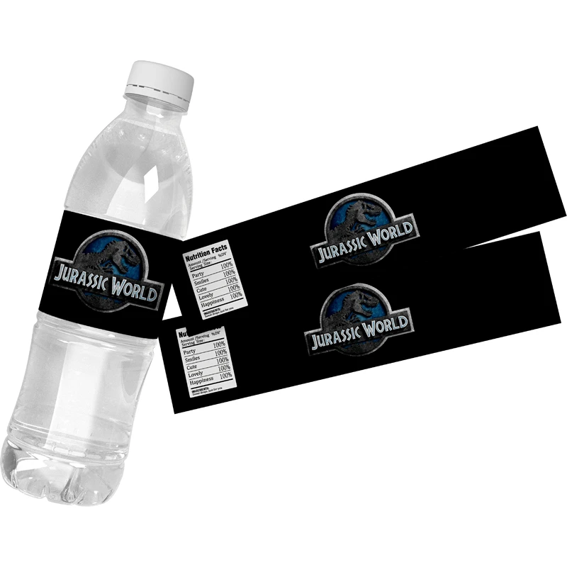 24Pcs Jurassic World Water Bottle Labels Naklejki Happy Birthday Party Decor Baby Shower Dinozaury Motyw opakowania Etykiety Naklejki