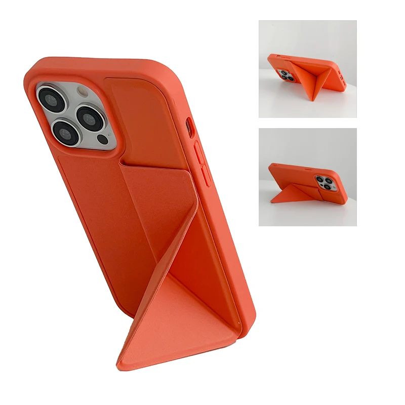 

Creative Leather Folding Bracket Phone Case Silicone Drop Proof Phone Case Stereoscopic Support for IPhone 16 Pro Max Accessorie